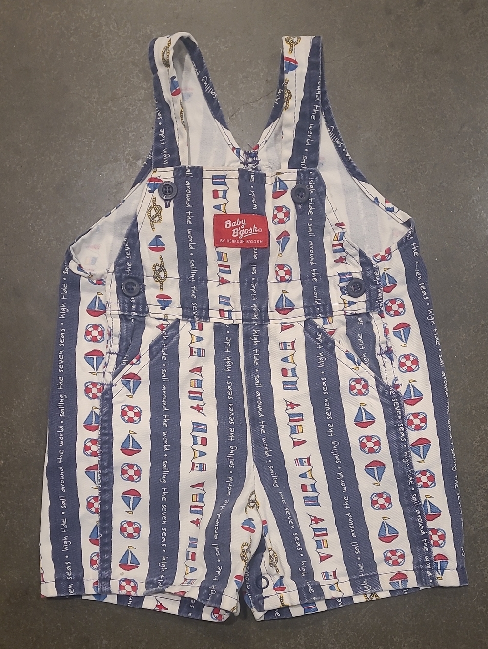 VINTAGE BABY OSHKOSH BGOSH NAUTICAL SAILOR THEME OVERALLS 18 MONTHS